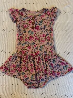 Posh Peanut Pink Floral Ruffle Romper